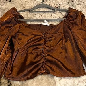 brown polyester long sleeve : size medium